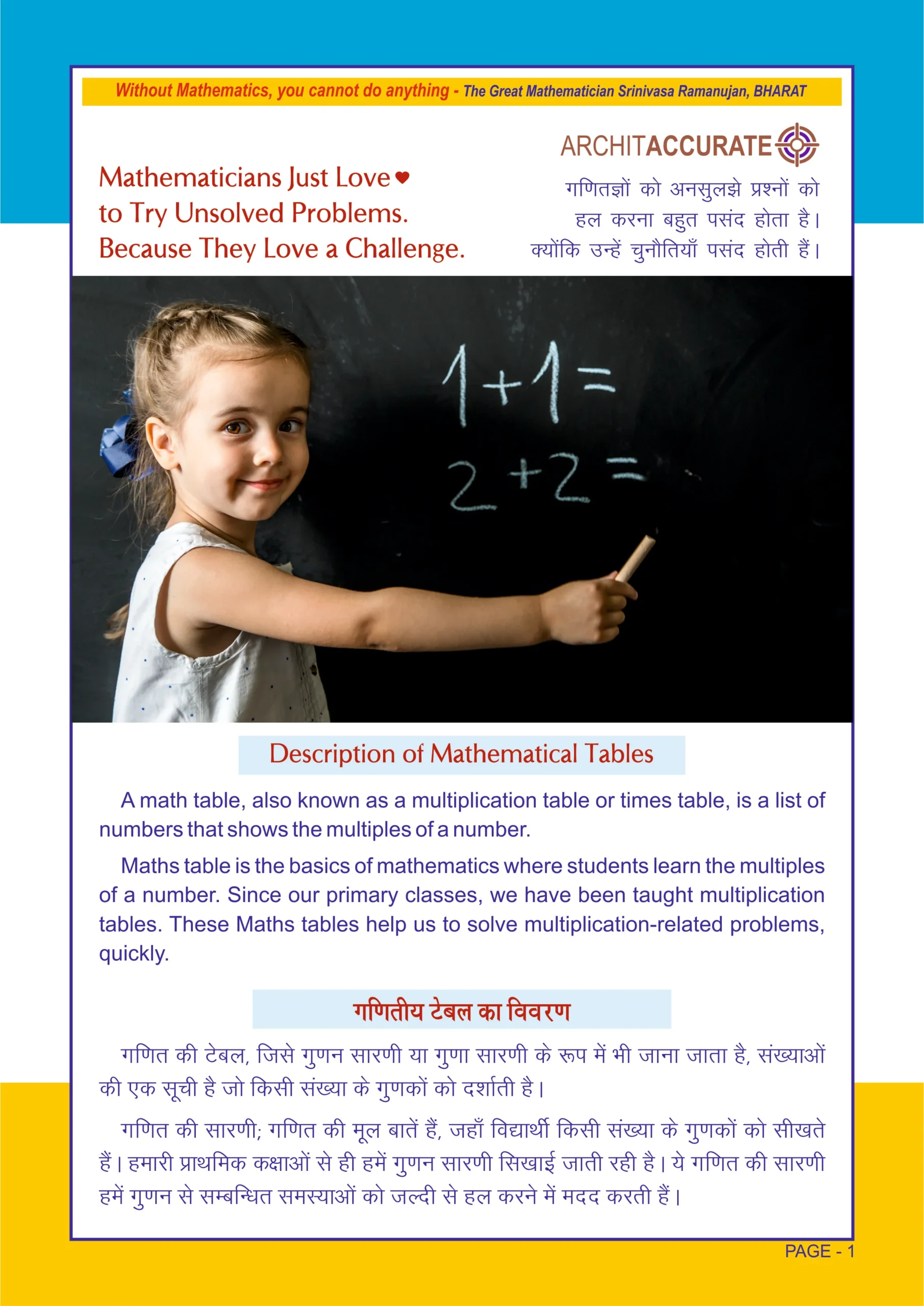 Learn to make Math Tables in an Easy Way